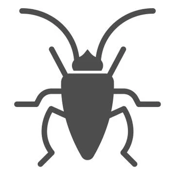 Cockroach solid icon, Insects concept, roach sign on white background, Cockroach Stockillustratie