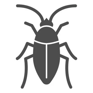 Cockroach solid icon, pests concept, beetle sign on white background, roach icon Stock Illustration