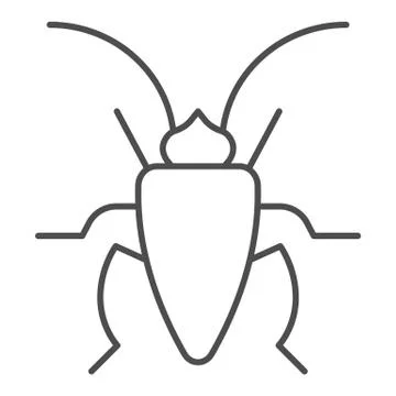 Cockroach thin line icon, Insects concept, roach sign on white background Stock Illustration