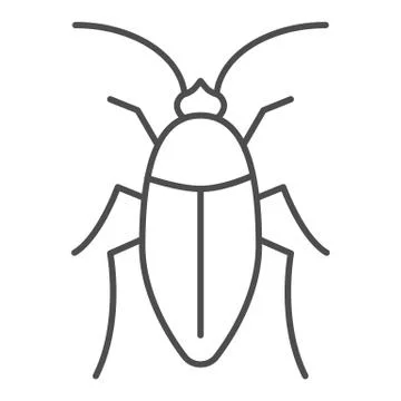 Cockroach thin line icon, pests concept, beetle sign on white background, roach Stock Illustration