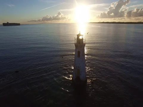 Cockspur Lighthouse Sunrise 스톡 동영상 77218731