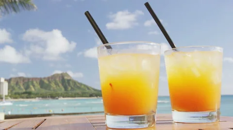 Cocktail Alcoholic Drinks on Beach Video stock 55808916