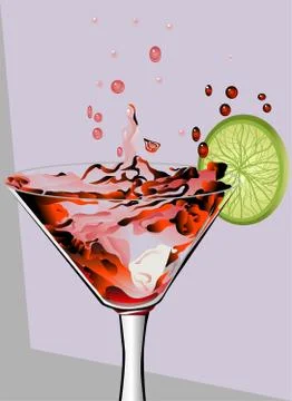 Cocktail and lime Stock Illustration