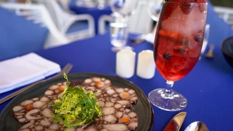 Cocktail and salad Stock Footage 128442958