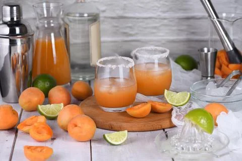 Cocktail Apricot Margarita Stock Photos