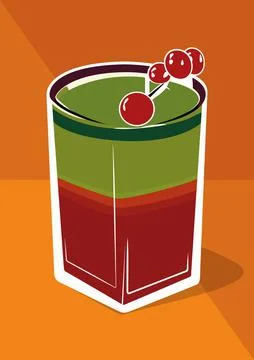Cocktail background. Template with classic and tropical alcoholic drink. Vector Stock Illustration