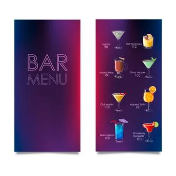 Cocktail bar menu template. Vector Stock Illustration