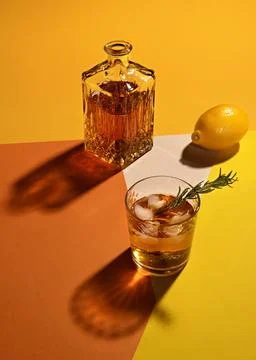 A cocktail based on cognac is a conceptual composition Stock Photos