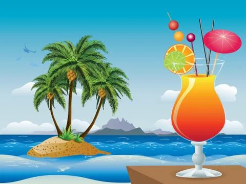 Cocktail on the beach Stock Illustration