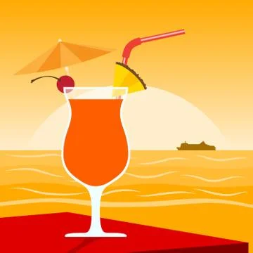 Cocktail on beach Illustrazione stock