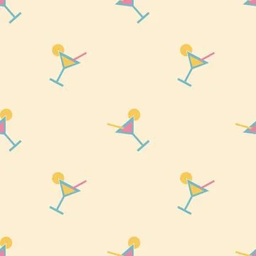 Cocktail on the beach, seamless pattern, vector. Illustrazione stock