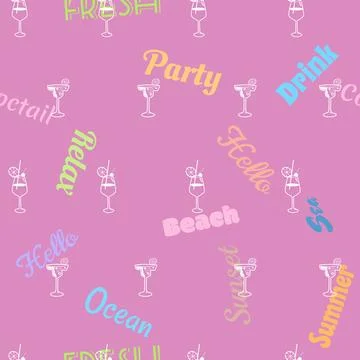 Cocktail beverages seamless pattern sketch background Stock Illustration