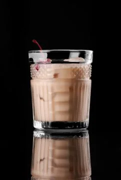 Cocktail on black background menu layout restaurant bar vodka wiskey tonic or Stock Photos