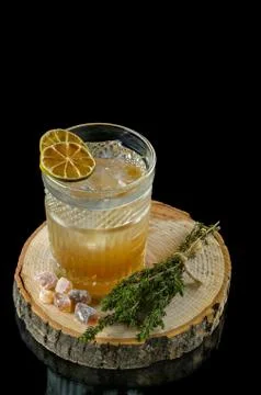 Cocktail on a black background Stock Photos