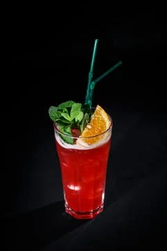 Cocktail on a black background Stock Photos