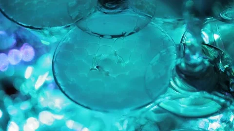 Cocktail bubbles with dry ice neon light Stock Footage 71058751