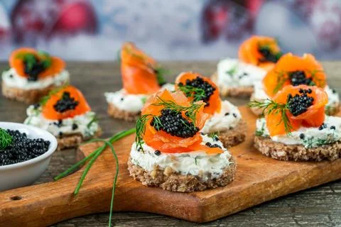 Cocktail canapes Stock Photos