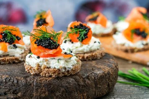 Cocktail canapes Stock Photos