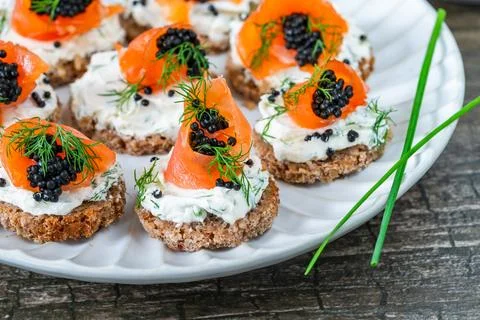Cocktail canapes Stock Photos