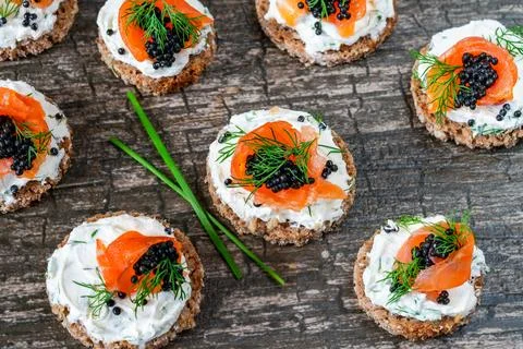 Cocktail canapes Stock Photos
