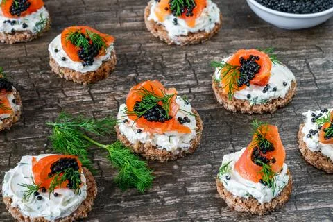 Cocktail canapes Stock Photos