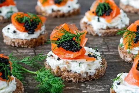 Cocktail canapes Stock Photos