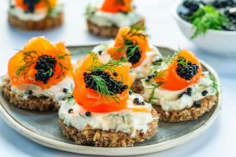 Cocktail canapes Stock Photos