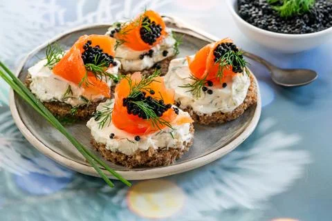 Cocktail canapes Stock Photos