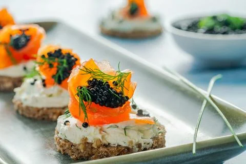 Cocktail canapes Stock Photos