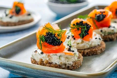 Cocktail canapes Stock Photos