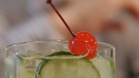 Cocktail with a Cherry Stock Footage 98148026