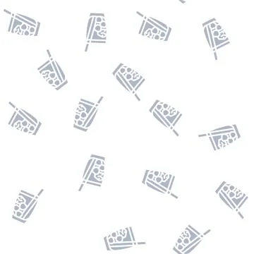 Cocktail cherry glyph vector seamless pattern Stock Illustration
