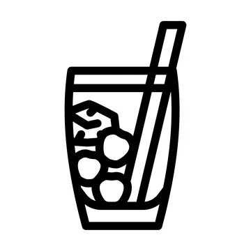 Cocktail cherry line icon vector illustration Illustrazione stock