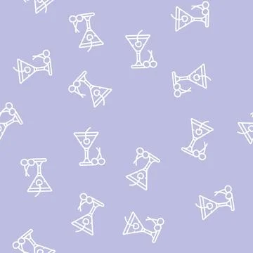 Cocktail cherry line seamless pattern イラスト素材