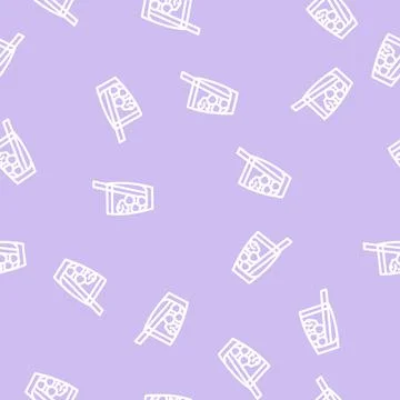 Cocktail cherry line vector seamless pattern Stockillustratie