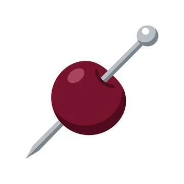 Cocktail cherry with silver garnish pin 스톡 일러스트