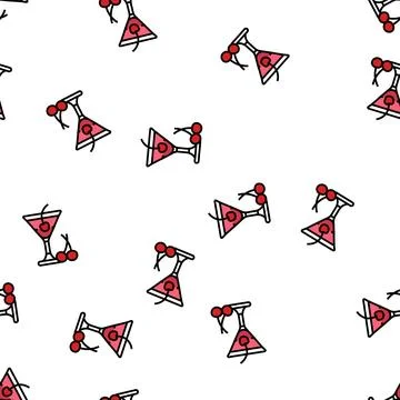 Cocktail cherry vector seamless pattern Stock Illustration