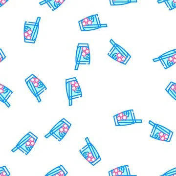 Cocktail cherry vector seamless pattern Stock Illustration