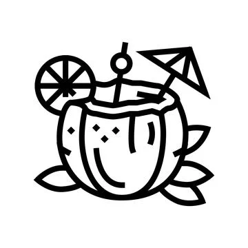 Cocktail coconut coco line icon vector illustration Ilustración de archivo