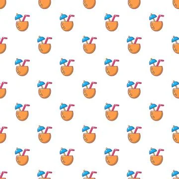 Cocktail of coconut pattern seamless Stock Illustration