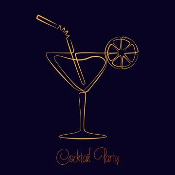 Cocktail. Continuous one line drawing. Vector. Stock Illustration