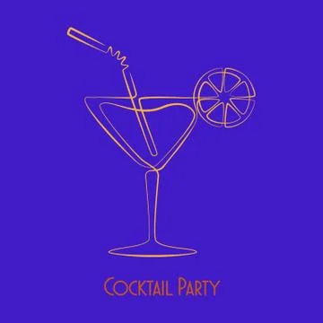 Cocktail. Continuous one line drawing. Vector. Stock Illustration