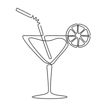 Cocktail. Continuous one line drawing. Vector. Stock Illustration