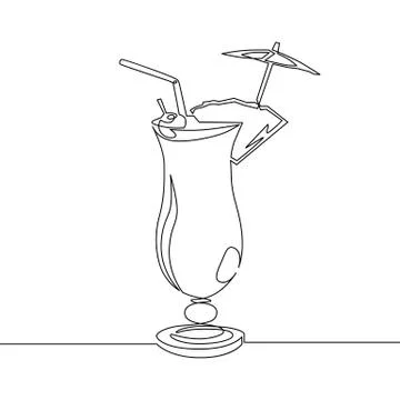 Cocktail. Continuous one line drawing. Vector. Stock Illustration