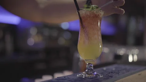 Cocktail Decorated with Lavender Video stock 102281652