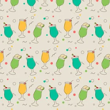 Cocktail drawn with a line pattern Illustrazione stock