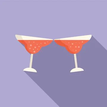 Cocktail drink icon flat vector. Toast party Stock Illustration