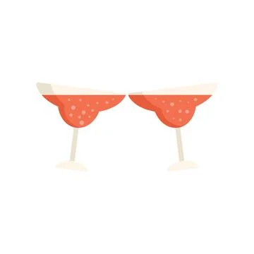 Cocktail drink icon flat vector. Toast party Stock Illustration