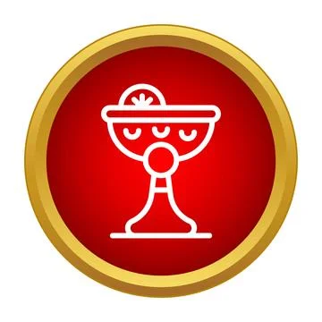 Cocktail drink icon with lemon slice on red background Stock Illustration