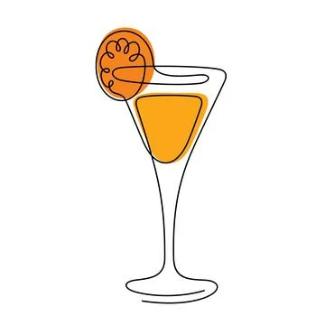 Cocktail drink one line vector illustration Illustrazione stock
